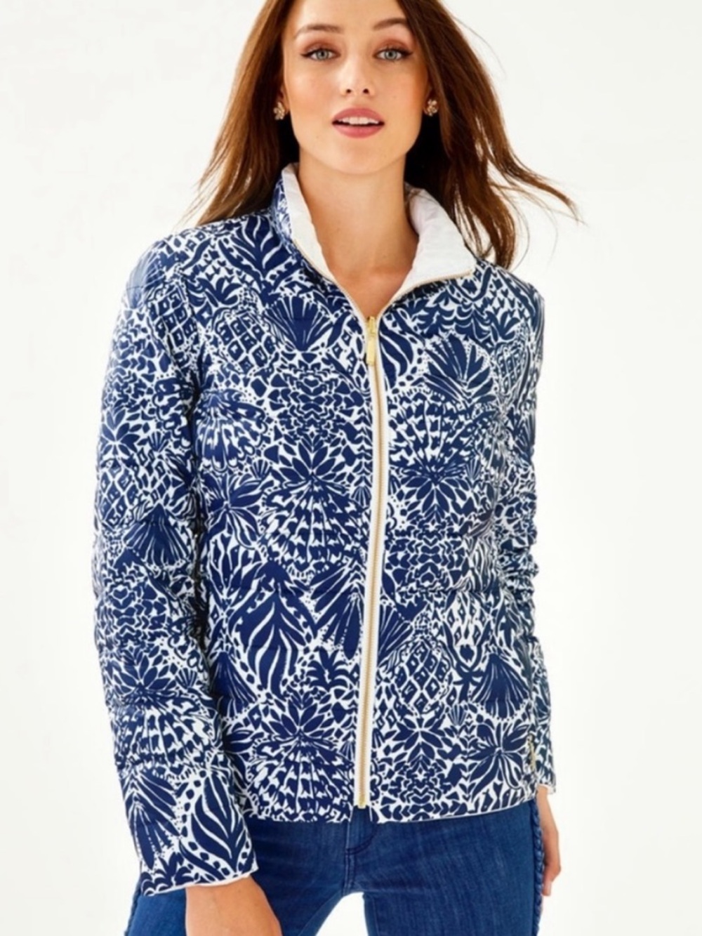 Lilly Pulitzer Marilee Reversible Jacket High Tide Navy Sz 4